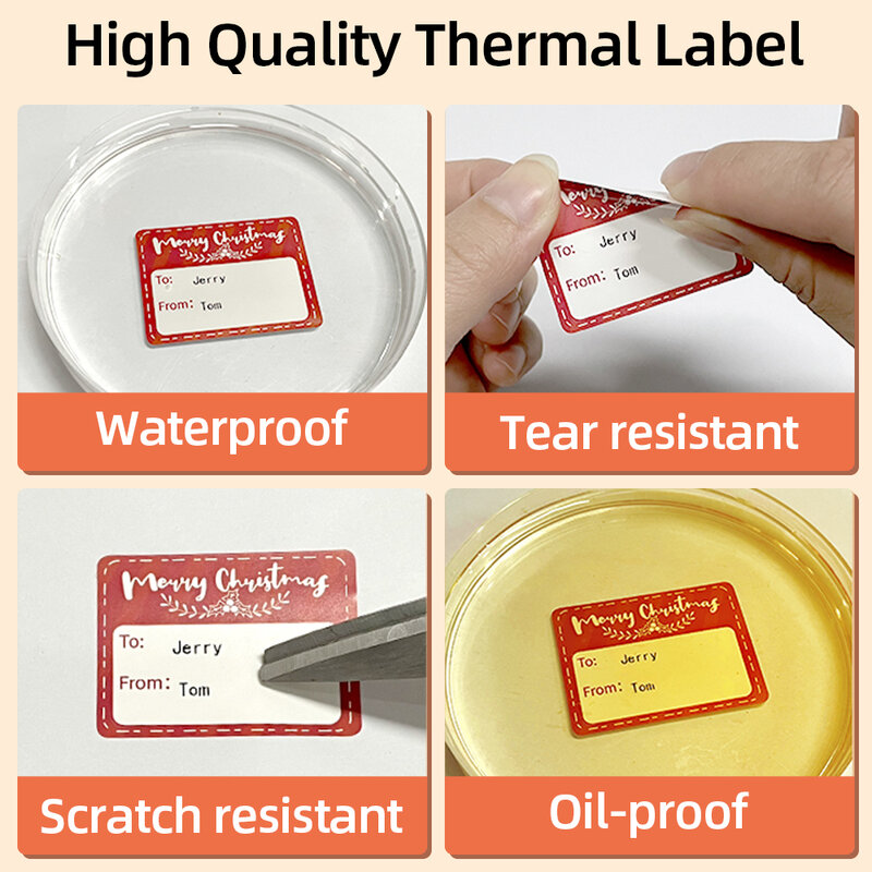 Phomemo Self-Adhesive Round White Transparent Pure Color Label for M110/M220/M200/M120/M221 for DIY Logo Design QR Code Shipping