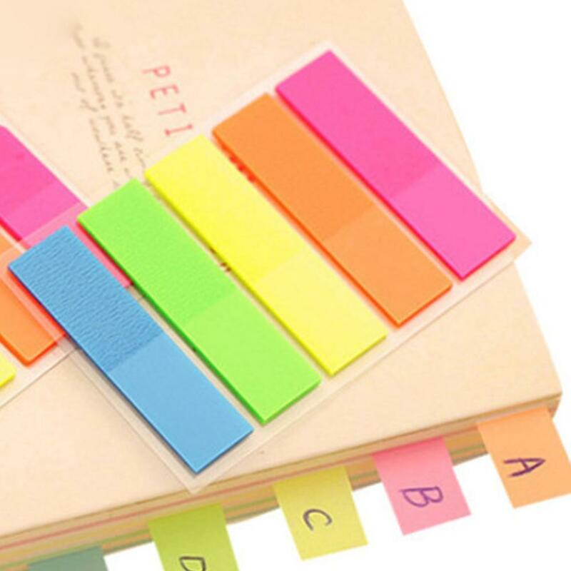 透明な色の蛍光付箋セット、メモ帳、ブックマーク、バナー、学校、オフィスステーショナリー