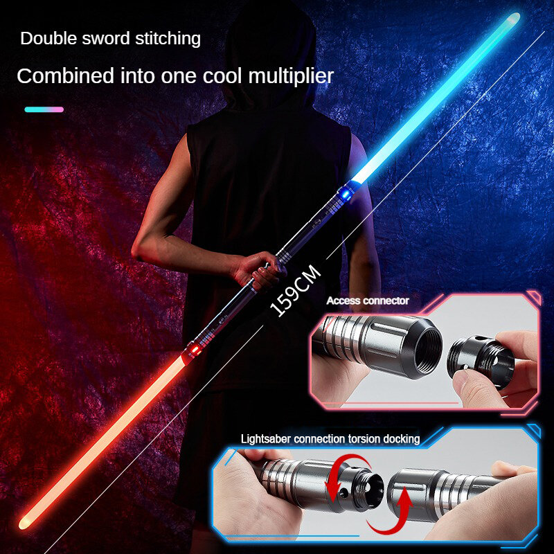 Miecz świetlny metalowe laserowy miecz zabawki światło RGB szabla 7 zmienia kolor czcionki dźwiękowe dla dzieci Force FX FOC Blaster zabawki Jedi laserowy miecz prezent