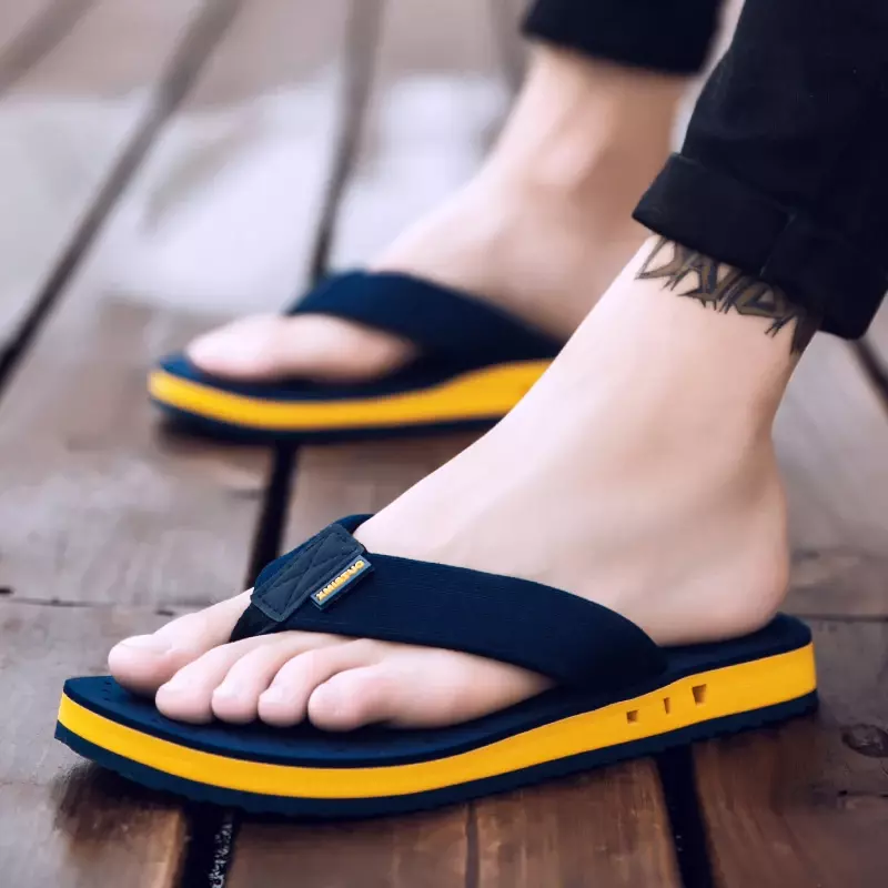 Summer Big Size 48 Youth Slippers for Men EVA Non-Slip Cool Outside Flip Flops Breathable Thick Sole Sandals Male Bathroom Shoes