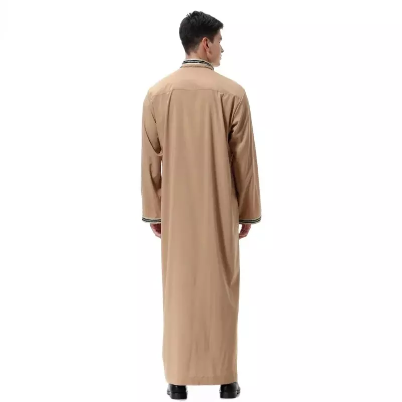Vestes longas árabes sólidas para homens, Arábia Saudita Jubba Thobe Kaftan, Roupas islâmicas do Oriente Médio, Vestido árabe muçulmano Abaya Dubai, Novo