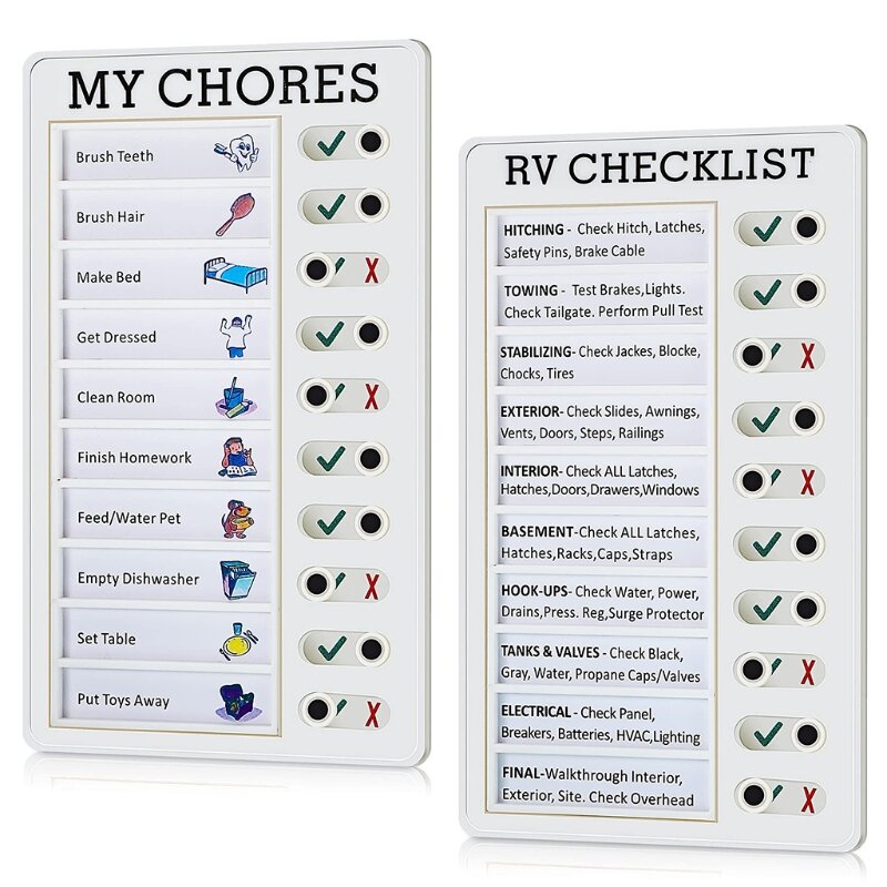 Practical Adjustable Chores Checklist Board Portable RV Checklist Board Removable Elder Daily Care Checklist Board