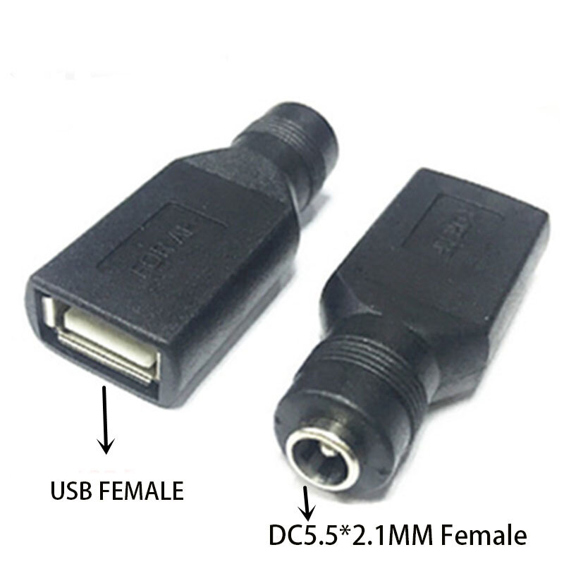 Adaptateur d'Alimentation USB Mâle à Femelle, Convertisseur Femelle pour Extension de Chargeur, 5.5x2.1mm, 12V DC, 3.5x1.35mm
