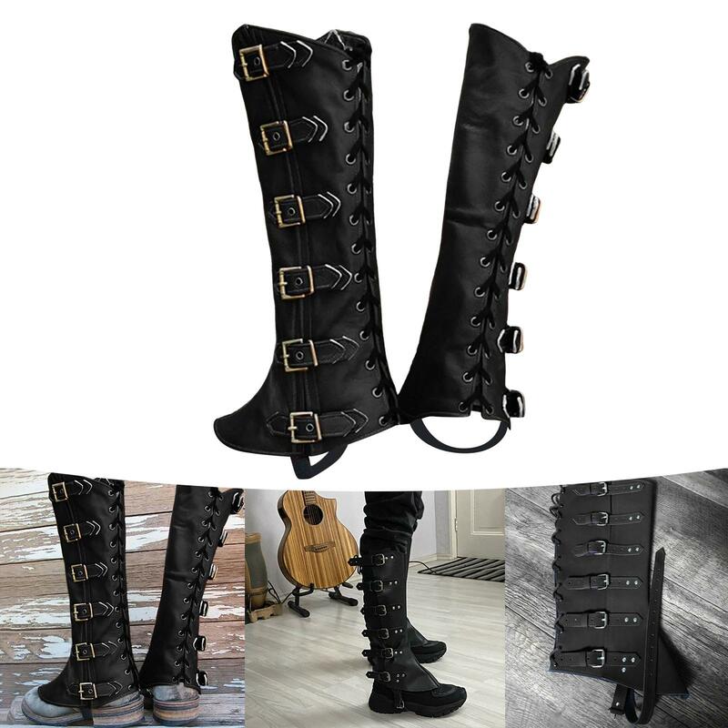Защитная накладка на ногу из искусственной кожи в стиле стимпанк, воин, средневековый Готический чехол для обуви для маскарада, аксессуары для косплея, реквизит для женщин и мужчин