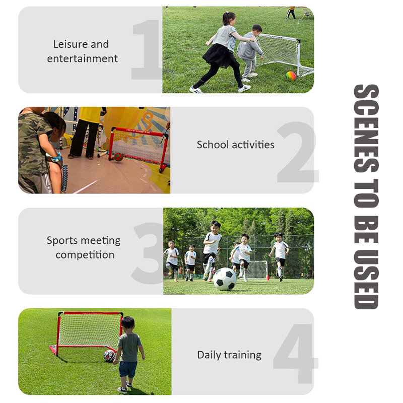 Jaring gawang sepak bola anak, peralatan latihan sepak bola olahraga luar ruangan dapat dilipat portabel