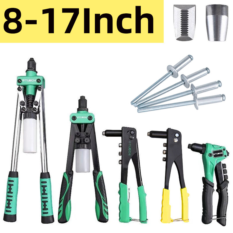 Rivet Gun Manual Double Handle 8/9.5/13/14/17 Inch for 3/32-1/4Inch 2.4-6.4Mm Blind Heavy Automatic Rivet Tool Save Effort