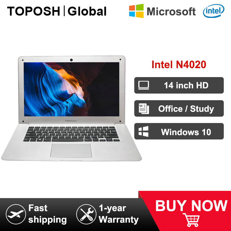 Ноутбук с 14-дюймовым FHD экраном, Intel N4020, 4 Гб + 64 ГБ, Windows 10, дешевый студенческий портативный офисный ноутбук, двухдиапазонный Wi-Fi нетбук