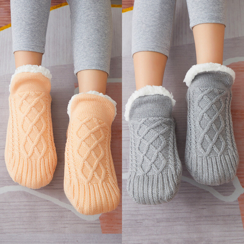 Calzini termici in Cashmere intrecciati invernali addensati calzini da pavimento tappeto da donna casa più calzini calzini da notte in velluto pantofole calzini da barca