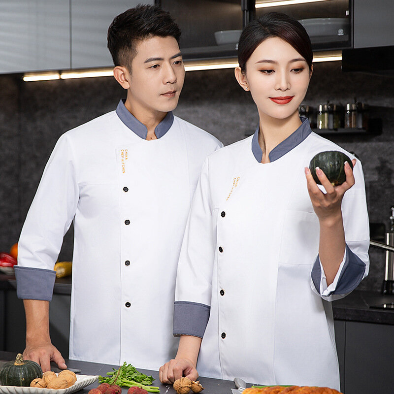 Good Quality Chef Overalls Long Sleeve Autumn and Winter Chef Canteen Hot Pot Hotel Catering Restaurant Rear Clothes for Cook