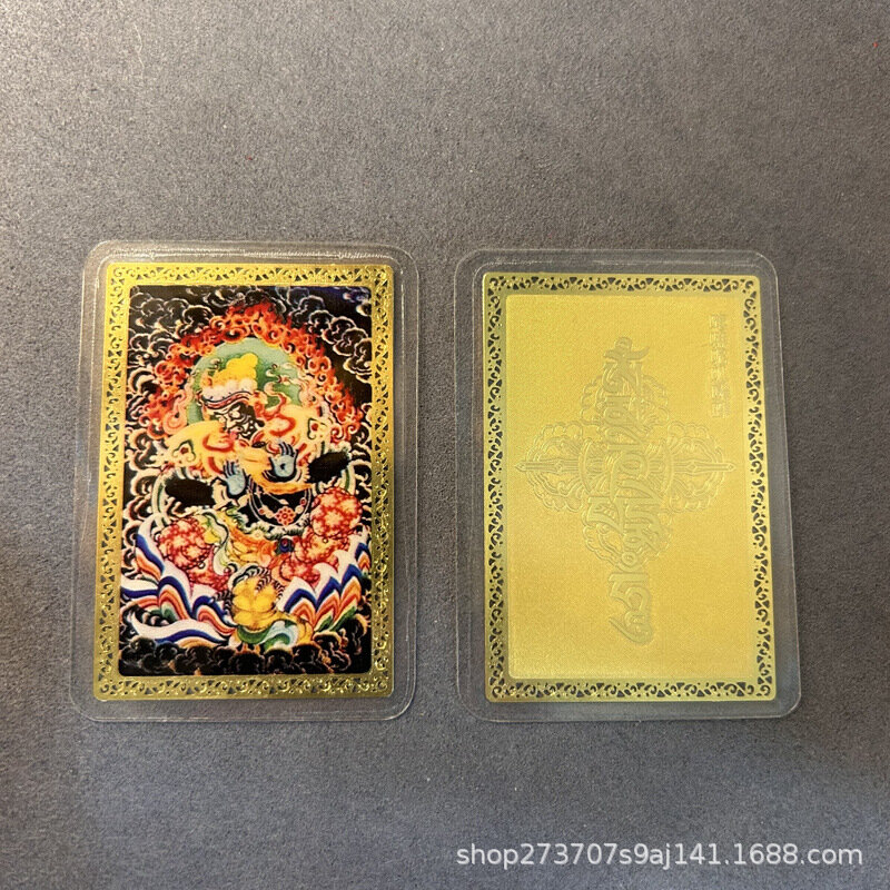 신상 라사 자키 카 자키 램 골드 카드, 티베트 부의 신 성전, 남녀공용 개인 카드 Thangka