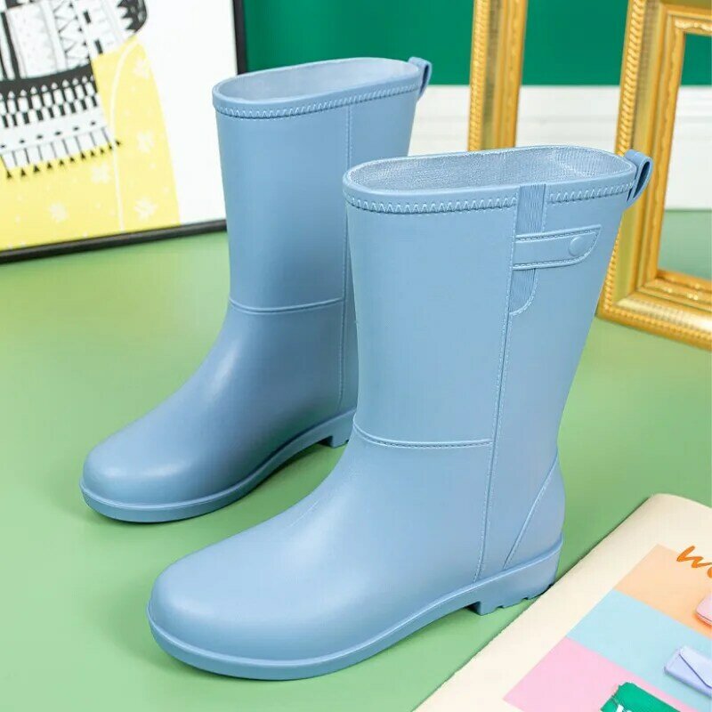 PVC Women's Rain Shoes New Multi Color Mid Tube Rain boots Women's Fashion Four Seasons Anti Slip Waterproof Rain Shoes zapatos