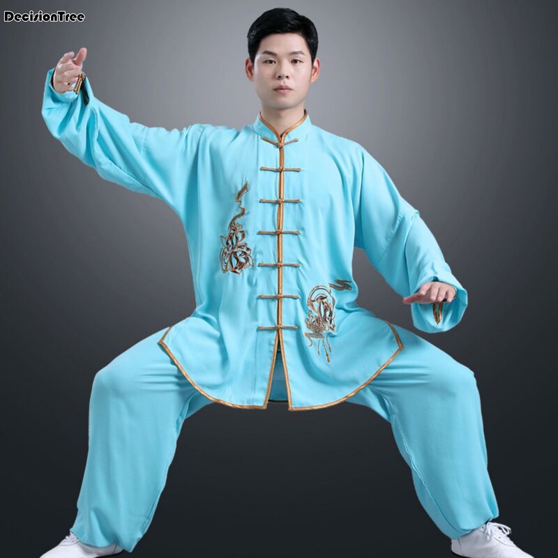 2023 Martial Arts Set Man Vrouwen Lange Mouw Wushu Uniform Pak Kungfu Wing Chun Set Tai Kleding Wing Chun Suit Yoga Set