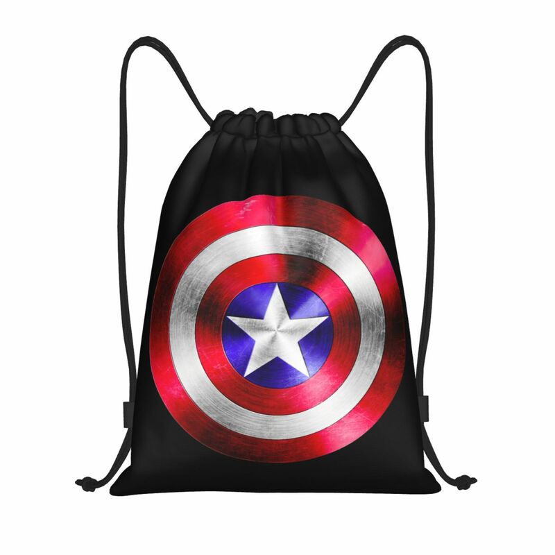 Kustom Marvel Captain America tas serut untuk belanja ransel Yoga Pria Wanita perisai Superhero olahraga Gym snackpack