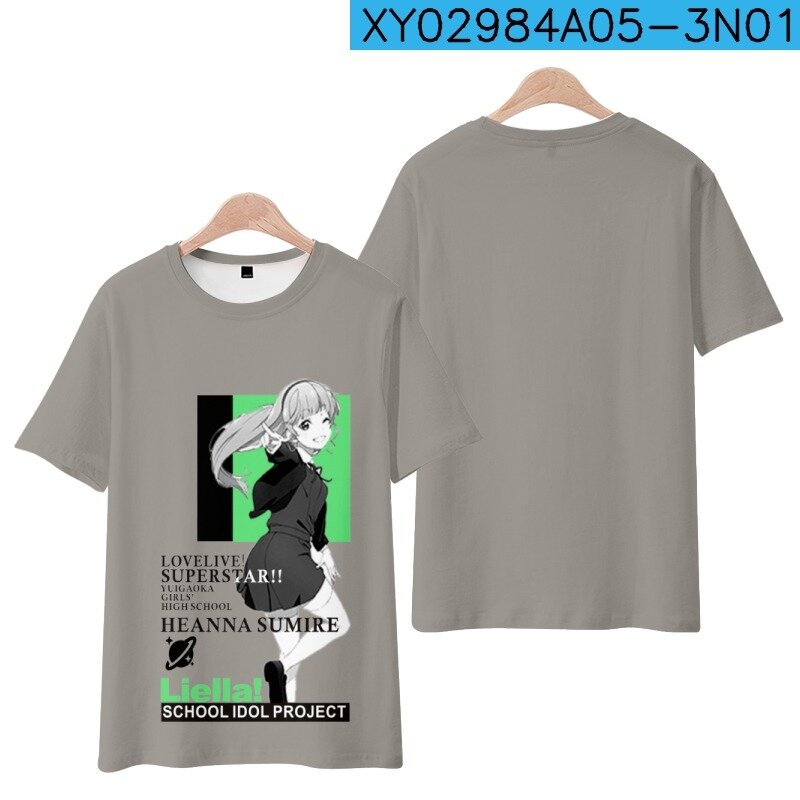 Novo! LoveLive!SuperStar!! Impressão 3D em torno do pescoço manga curta camiseta, streetwear popular anime japonês, plus size, moda verão
