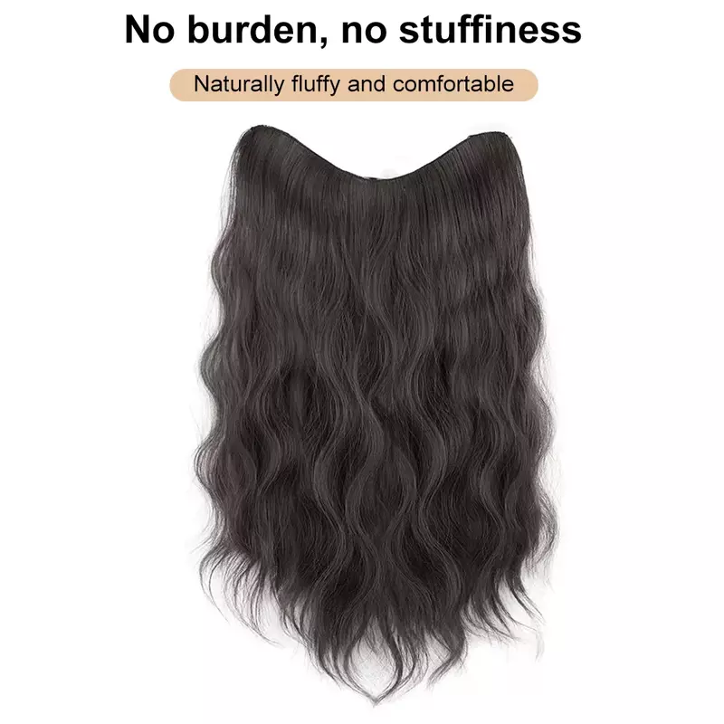 ALXNAN HAIR Synthetic Curly V-Shaped Hair Extensions High Resistant Temperature Fiber Black Brown Hairpiece