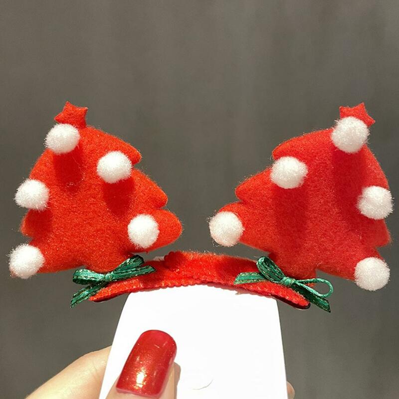 Aksesori rambut natal wanita jepit rambut Natal aksesori rambut meriah topi Santa merah Berry bola bulu tanduk untuk anak-anak