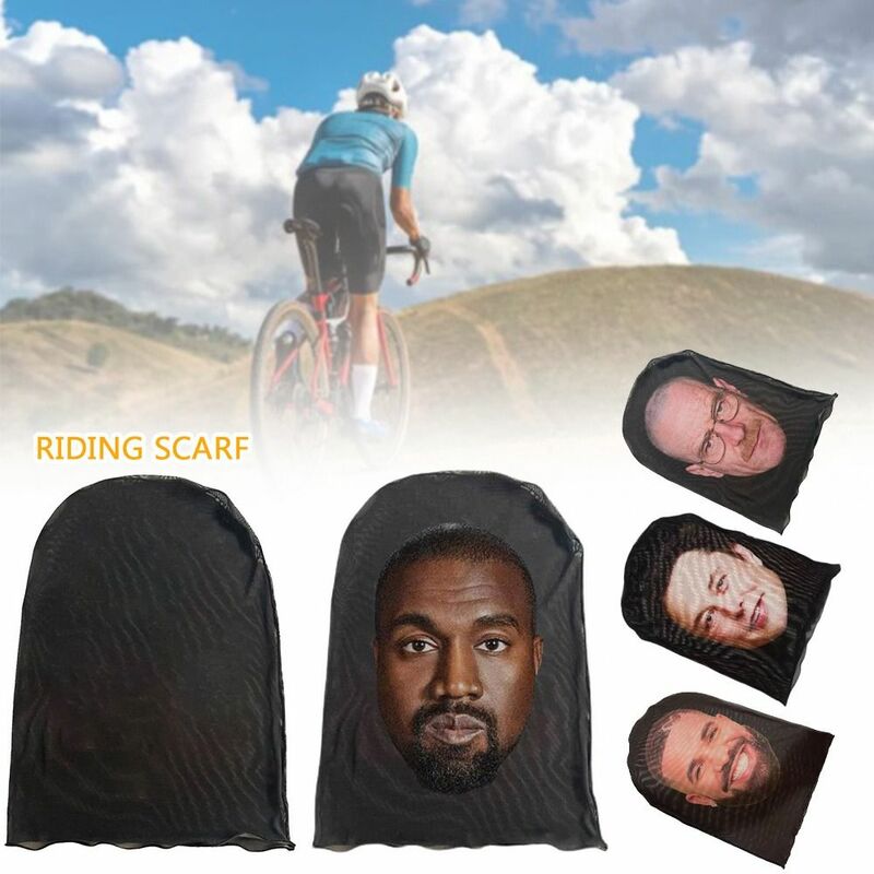 3D Printed Seamless Kanye Face Mask Celebrity Face All Face Mask Funny Head Cover Riding Scarf Cosplay Headwear Hip Hop Hood