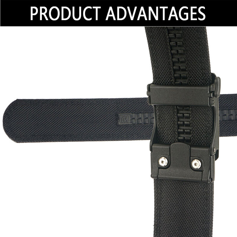 TUSBottles-Ceinture de odormilitaire pour homme, ceinture en nylon optique, ceinture de ceinture IPSC, structure automatique, métal noir, 4.3cm, nouveau