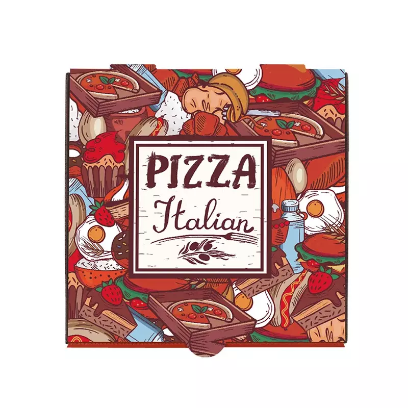 Spersonalizowany produkt hurtowy wydrukowany na zamówienie 8 10 12 14 16-calowy Fast Food czarny żłobione pudełka na pizzę na wynos