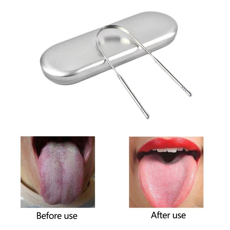 Limpiador lengua acero inoxidable, herramientas lengua más frescas sin BPA, raspador lengua