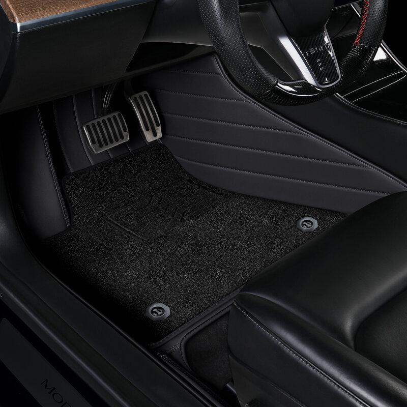 Tesla modelo y ajuste personalizado acessórios do carro tapete de assoalho interior material eco para alta qualidade couro esteira do carro para tesla modelo y