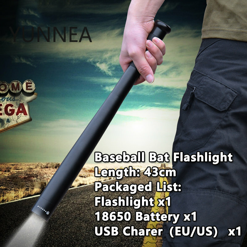 Baseball Bat LED Flashlight Waterproof Super Bright Baton Aluminium Alloy Torch EDC Emergency Self Defense Tools Outdoor