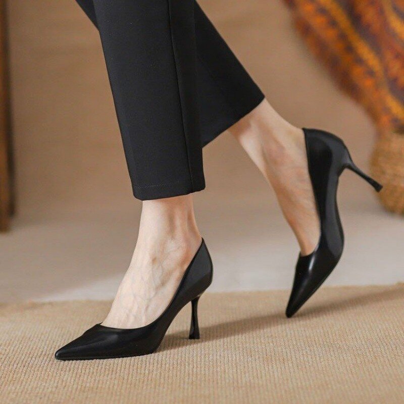 Туфли-лодочки женские на высоком каблуке, пикантные туфли-лодочки, высокий каблук-шпилька, Классическая Свадебная обувь, черные, Размеры 35-40