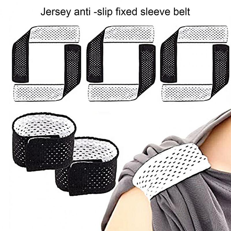 4Pcs Manga Fixa Cuff Fastener Tape Cuff Band Respirável Tie Sleeves Blended T-shirt Jersey Sleeve Strap Sports