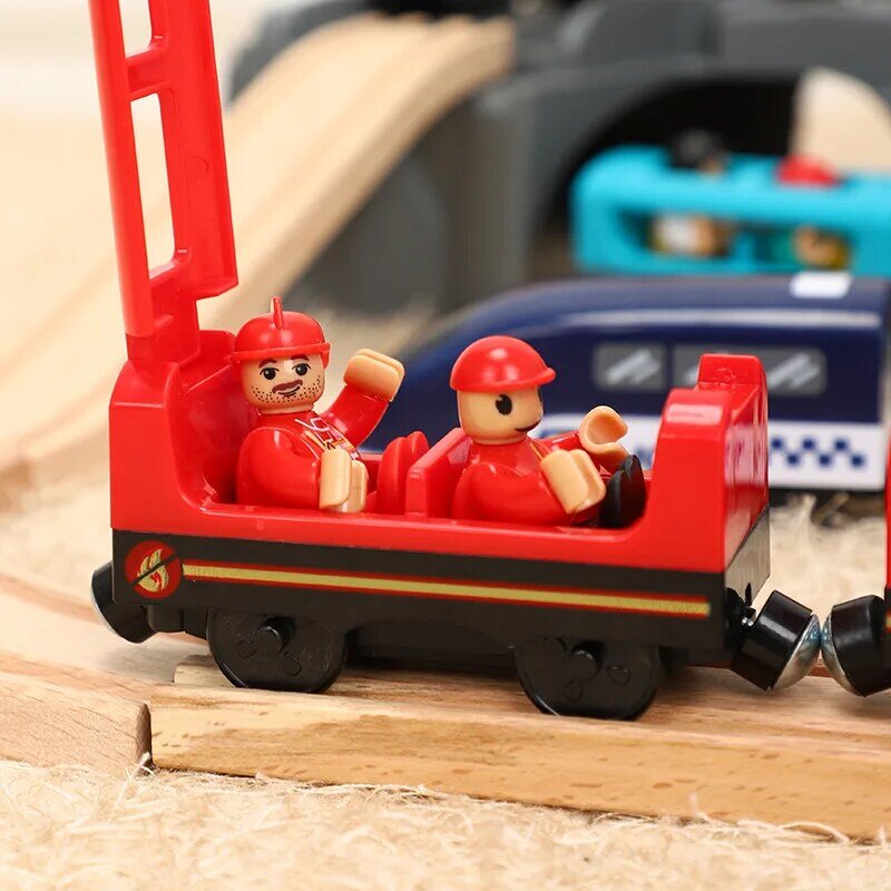Pociąg elektryczny zabawki tor kolejowy pojazd dźwięk lokomotywa wózek magnetyczny pasuje do wszystkich marek drewniane zabawki na tor dla dzieci