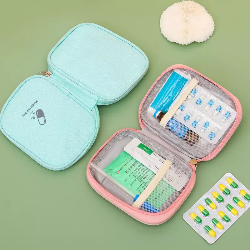 Trousse de premiers soins extérieure portable, sac de rangement pour pilules médicales, mini trousse d'urgence, trousse de maquillage pour filles, 1PC