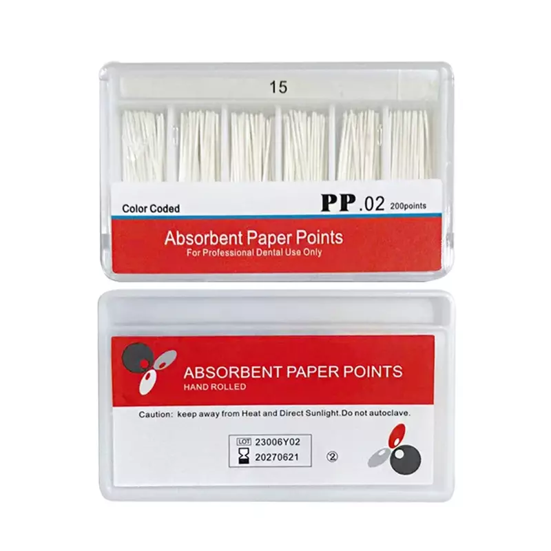 AG-Puntos de papel absorbentes dentales, puntas de papel absorbentes de humedad, cónico 0,02, 0,04, 0,06, F1, F2, F3, consumibles para clínicas dentales