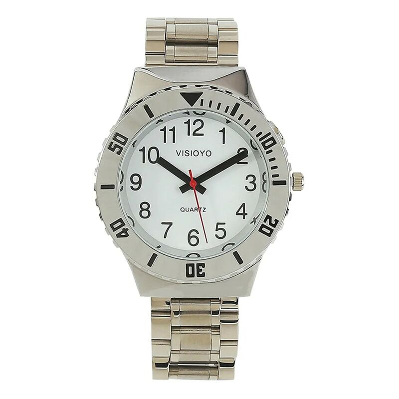 French Talking Watch with Alarm, Talking Date and Time, White Dial TFBW-16