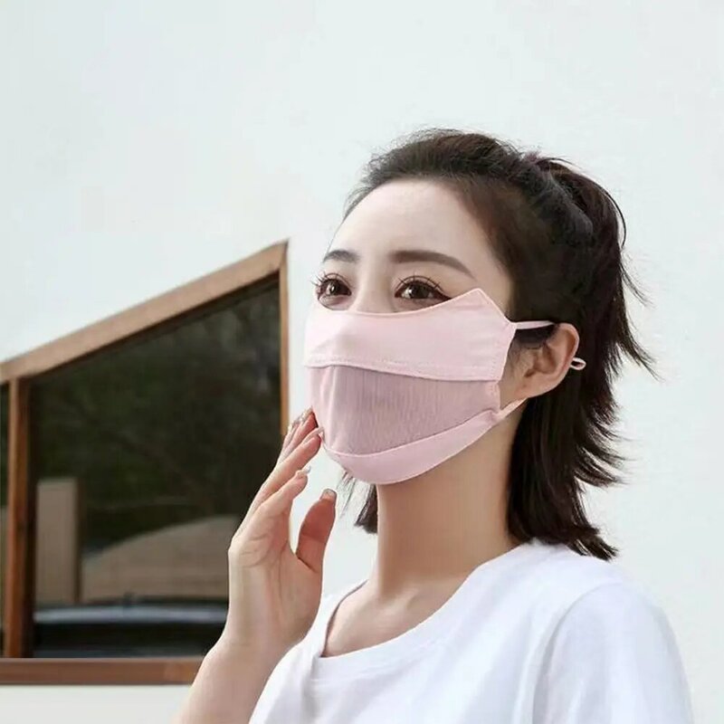 Многоцветная ультрафиолетовая защитная маска для лица из ледяного шелка тонкий УФ-устойчивый шарф для лица Регулируемая УФ-фотосетчатая маска
