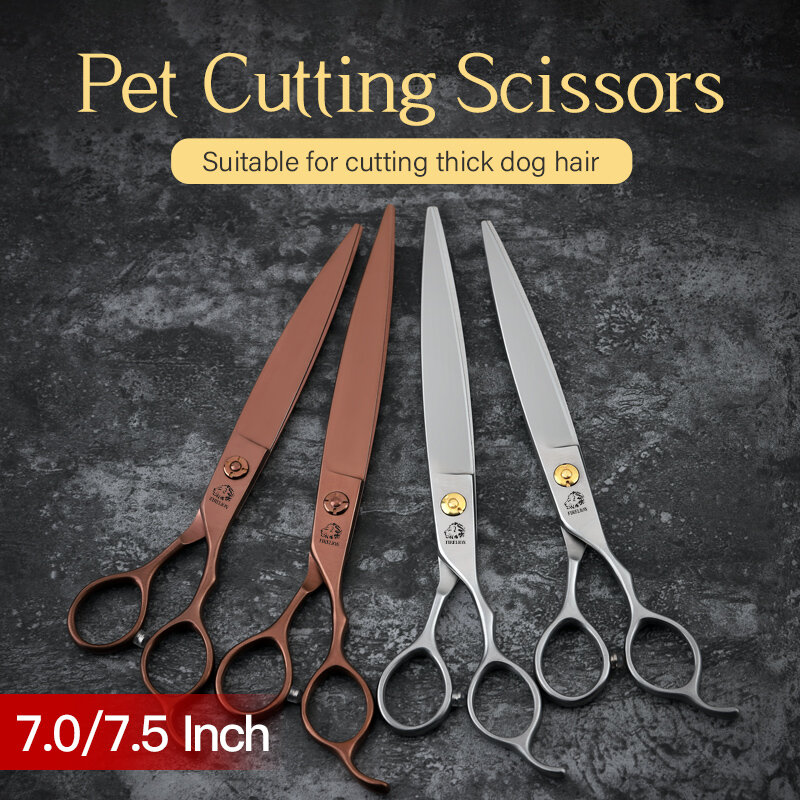 Japoński 440C ze stali nierdzewnej pies nożyczki 7.0/7.5 Cal prosto sierść psa nożyce do cięcia narzędzie zawód nożyczki do pielęgnacji zwierząt domowych