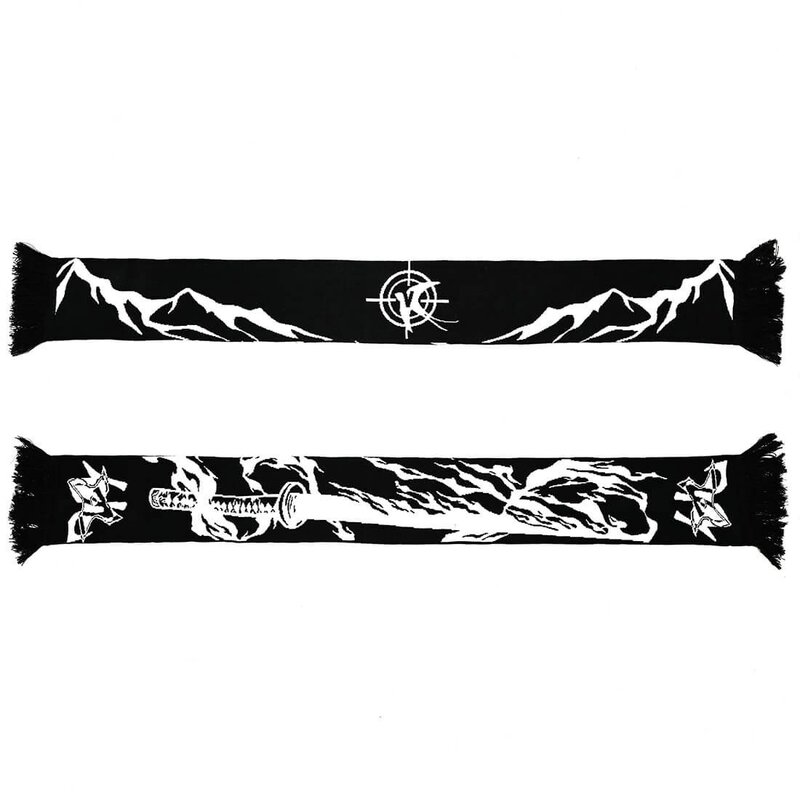Модный креативный вязаный женский шарф Goth полосатый самурайский меч мужской зимний платок-фартук черная кисточка светящийся Y2K Kpop