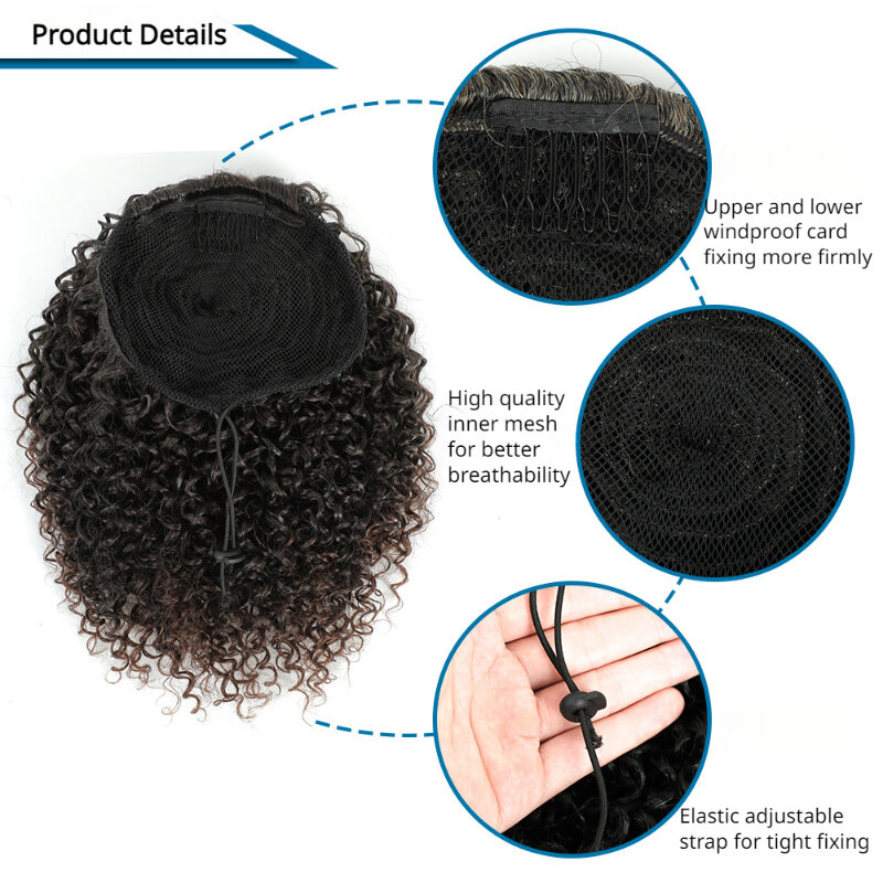 Rambut palsu tali serut modis halus pendek rambut keriting ikal Afro klip bundel dalam ekstensi rambut untuk wanita tanpa lem pemakaian sehari-hari
