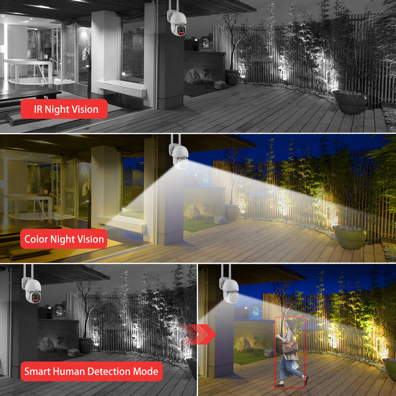BOAVISION HD 8MP kamera WIFI PTZ podwójny obiektyw 8X Zoom cyfrowy odkryty 4K AI humanoidalne automatyczne śledzenie Zoom Audio kamera ochrony iCSee