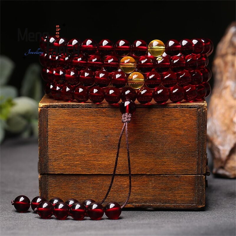 Natural Amber Beeswax 108pcs Buddha Beads Water Purification Rosary Beads Bracelet Exquisite Fashion Fine Jewelry Holiday Gifts