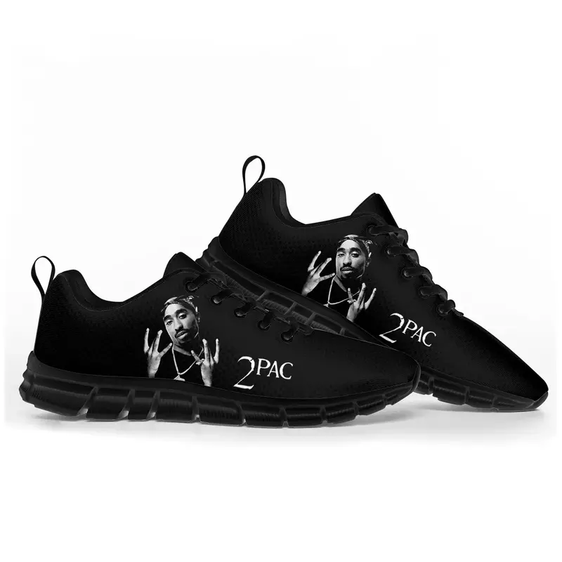 2pac Hip Hop Rapper Tupac Sportschuhe Herren Damen Teenager Kinder Kinder Turnschuhe benutzer definierte hochwertige Paar Schuhe schwarz