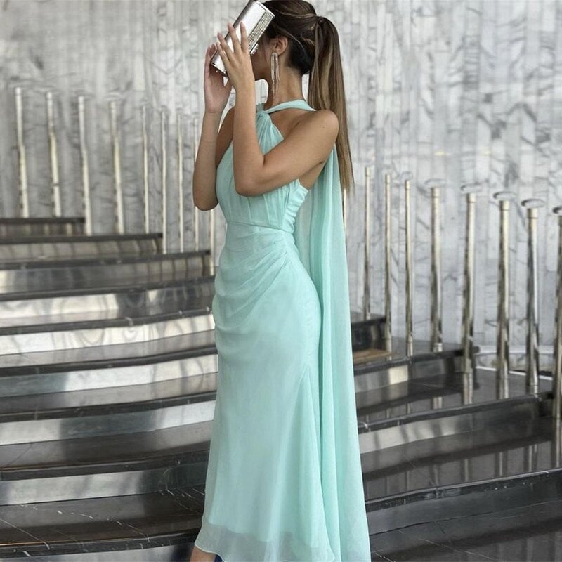 Женское вечернее платье Тиффани, синее платье в пол для торжественных случаев, выполненное на заказ, для Саудовской Аравии
