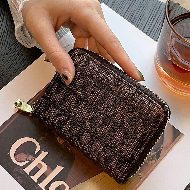 กระเป๋าสตางค์ผู้หญิงน่ารักขนาดเล็กสั้นมีซิปขนาดใหญ่กระเป๋าหิ้วบัตรหลายใบคลิปเงิน dompet koin