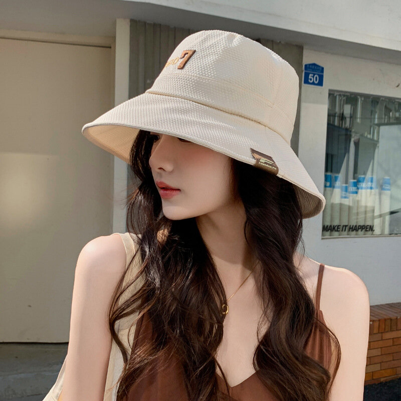 Chapéu de sol estilo coreano feminino, versátil, elegante, versátil, rosto pequeno, pescador, primavera, outono
