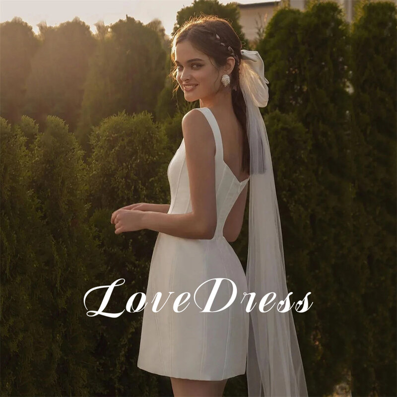 LoveDress Mini Vestidos De Noiva Curtos, Colarinho Quadrado, Desossagem Corpo Equipado, Vestidos De Noiva De Festa Elegante