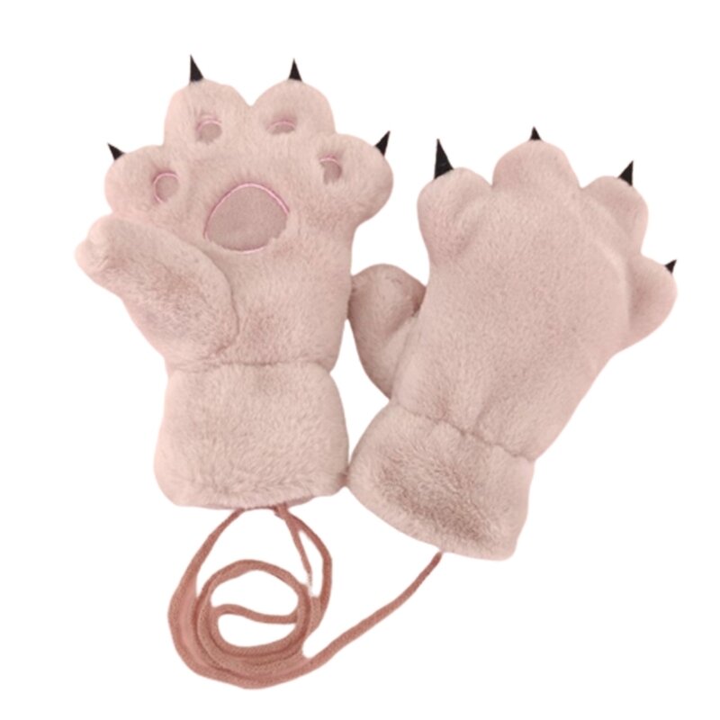 Guantes invierno para niños con forro grueso, guantes cálidos con forma patas animales, mantienen manos y