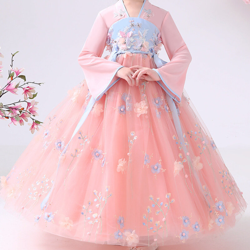 أزياء الفتيات Hanfu سوبر خرافية تانغ ، الأطفال ، القديمة ، الجديدة ، النمط الصيني