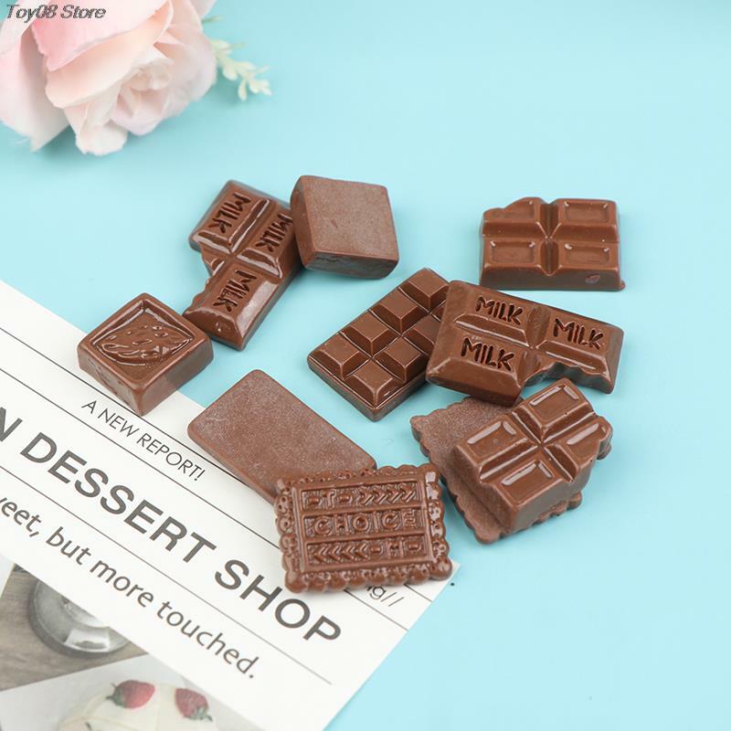 10 Buah Miniatur Rumah Boneka Kopi Cokelat Makanan Ringan Kotak Permen Berpura-pura Bermain Makanan Resin Aksesori Diy Gaya Yang Berbeda Cokelat