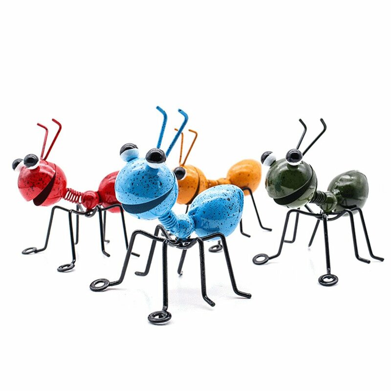 Sculpture de fourmis en métal, ornement coloré mignon, insecte d'art de jardin pour accrocher au mur, décor de pelouse, jouets d'intérieur et d'extérieur pour enfants