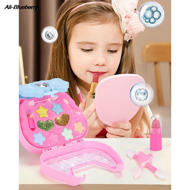 Children DIY Portable Makeup Toy Box Play House Simulation Princess Cosmetics Girl Lipstick Eye Shadow Blush Set