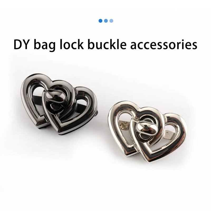 Bag Lock Heart Clasp Turn Buckles Compact Size Decoration Long-lasting Safety Zinc Alloy Rustproof Twisting Locks Black