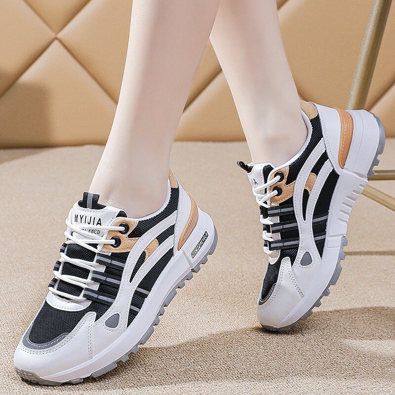 Comemore 2024 Spring New Women's Casual Sneaker Breathable Lightweight Thick Bottom Sports Running Shoes Flat Stylish Sneakers